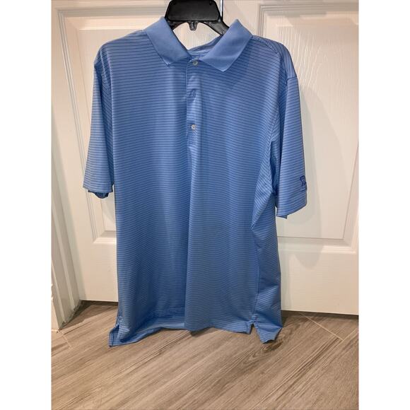 F&G Tech Men Golf Shirt XL Blue Stripe 94% Polyester with Shell Houston Open - Picture 1 of 9